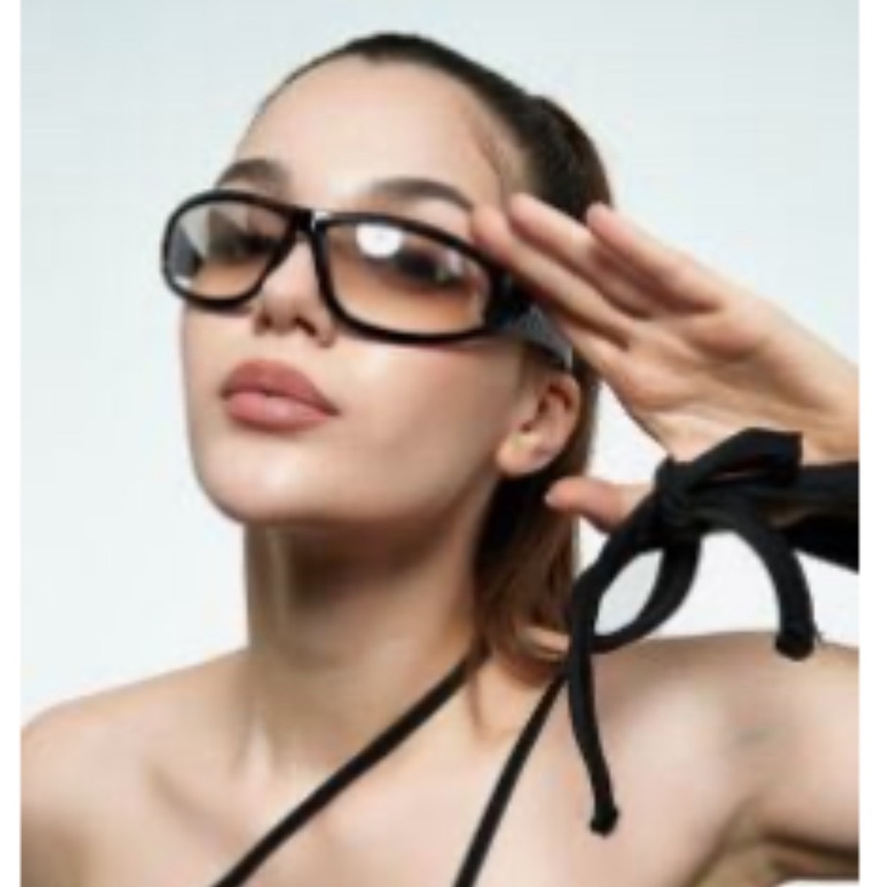 **NEVER WORN** Solid Wrap Around Fashion Glasses 
Stylish Black Sunglasses